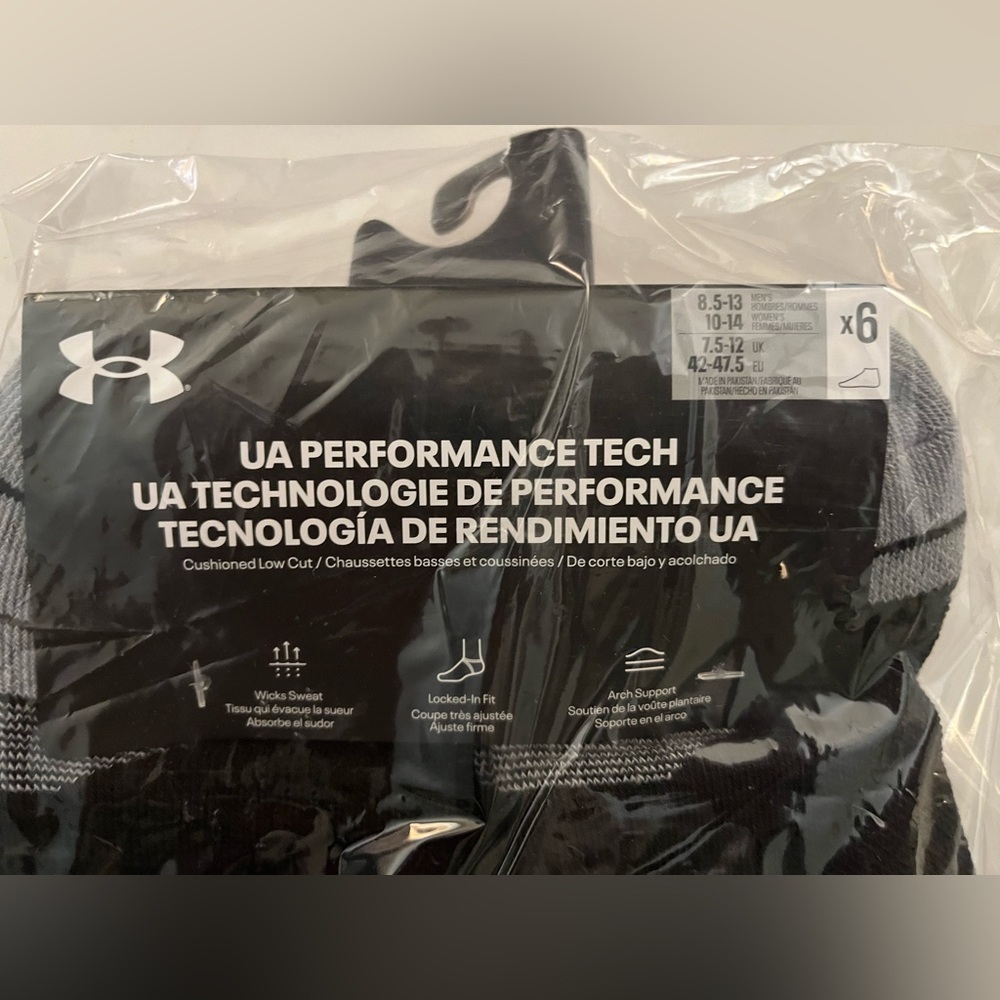 Under Armour Black & Gray Athletic ankle Socks - 6 Pack - Picture 4 of 5